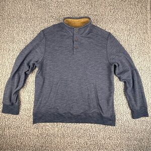 G.H. Bass & Co Henley Pullover Sweater Men’s XXL Blue Faux Sherpa Collar